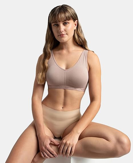 Jockey ES04 Women’s Wirefree Padded Cotton Sleep Bra – Full Coverage with Removable Pads
